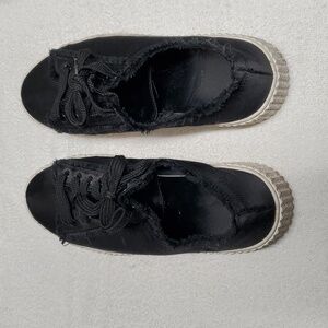 Womens Express  Black Satiny looking Fabric Sneakers Size 10